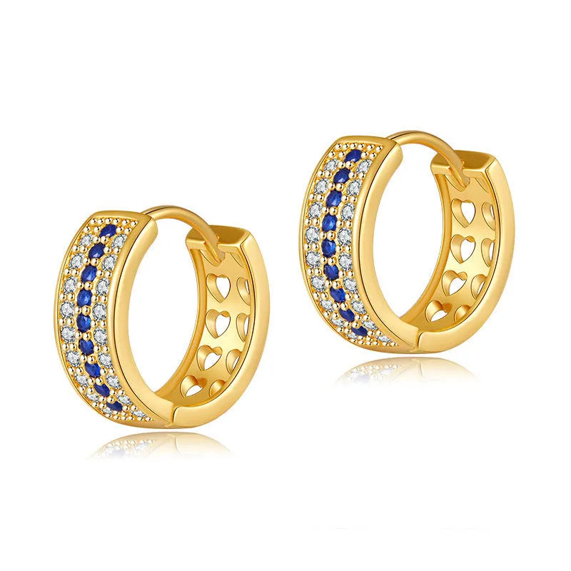 Round geometric women's earrings with electroplated 18K gold tone finish
