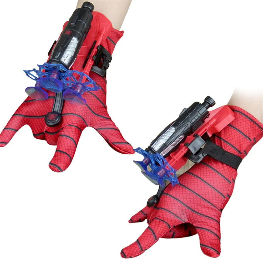 Plastic spider launcher wrist transmitter toy in green with one-size-fits-all fit and glove option
