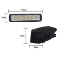 Black 18W LED car auxiliary light with die-cast aluminum shell and PC cover for 12V-24V vehicles