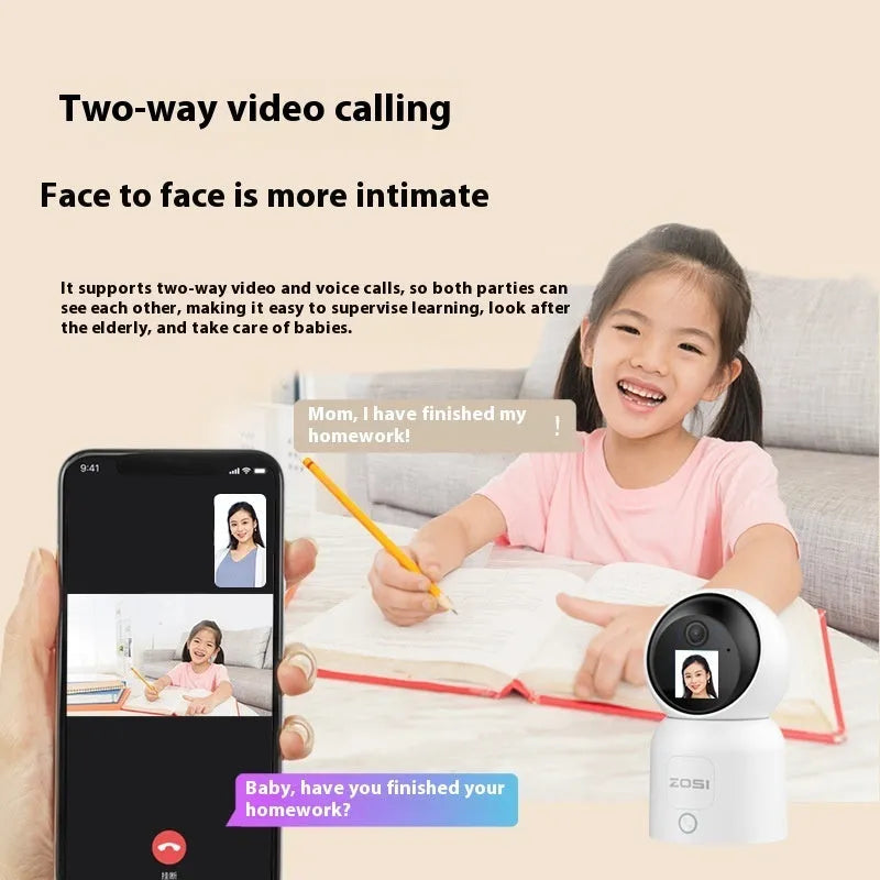 Zhou Shi wireless indoor security camera with plastic housing and screw-fixed mounting bracket
