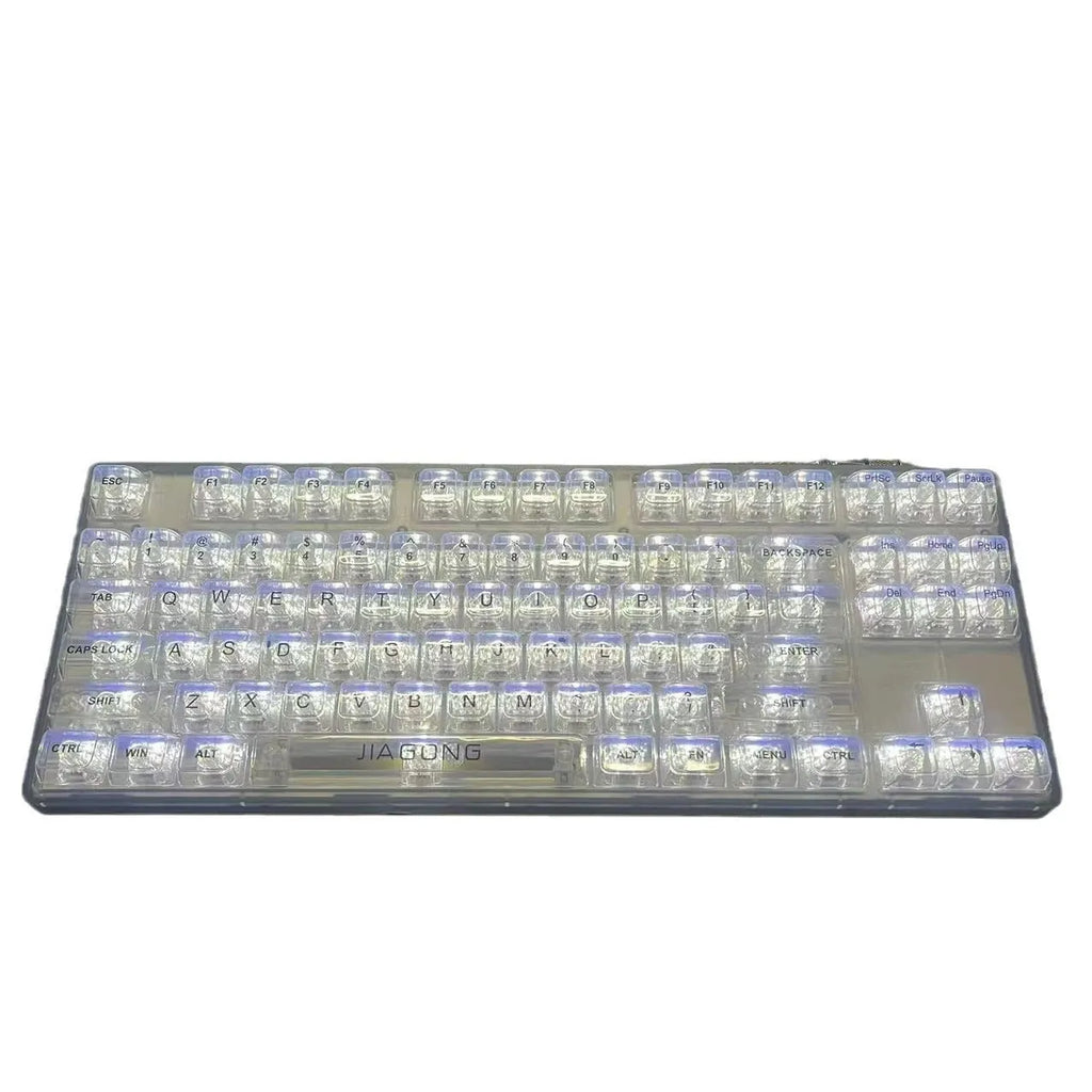 Transparent plastic keyboard key cap set with 132 pieces for universal keyboard replacement
