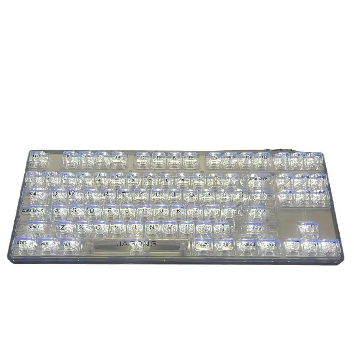 Transparent plastic keyboard key cap set with 132 pieces for universal keyboard replacement