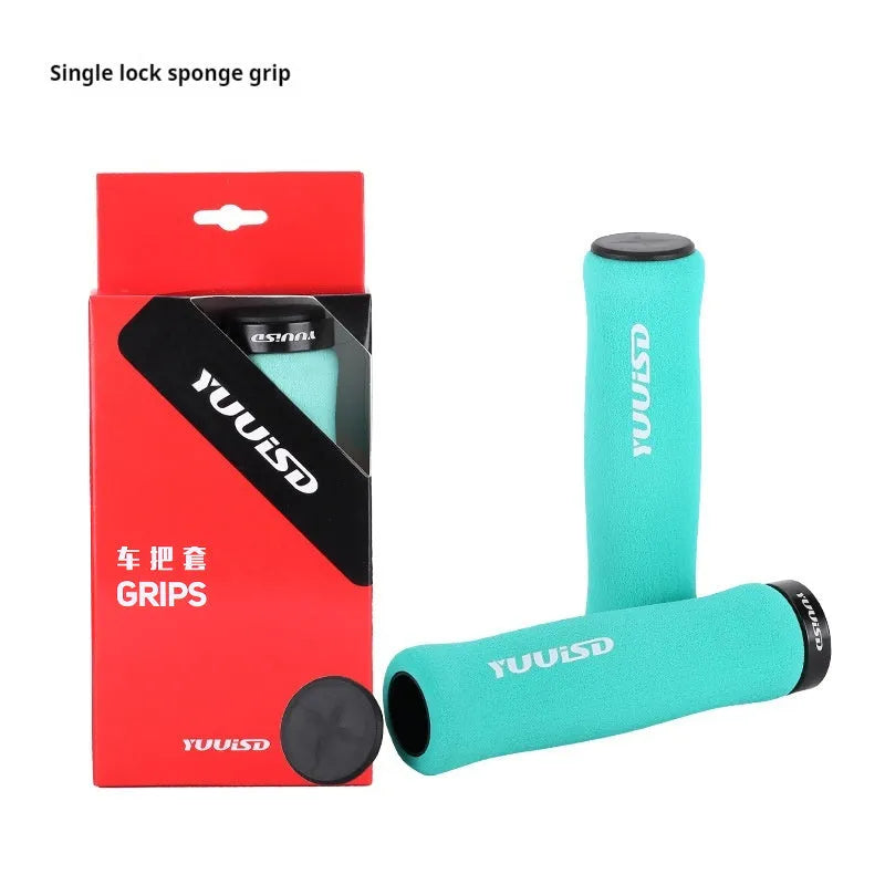 Mountain bike sponge handlebar covers in black, purple and biange colours showing ultra-light 41g construction