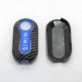Fiat 500 Boyue ABS plastic remote key shell with carbon fibre pattern in black, red, and dark blue colours