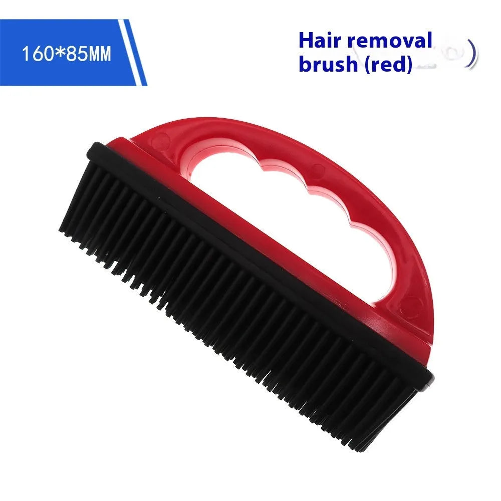 Red silicone pet grooming brush measuring 160x85mm for bath massage and household hair removal