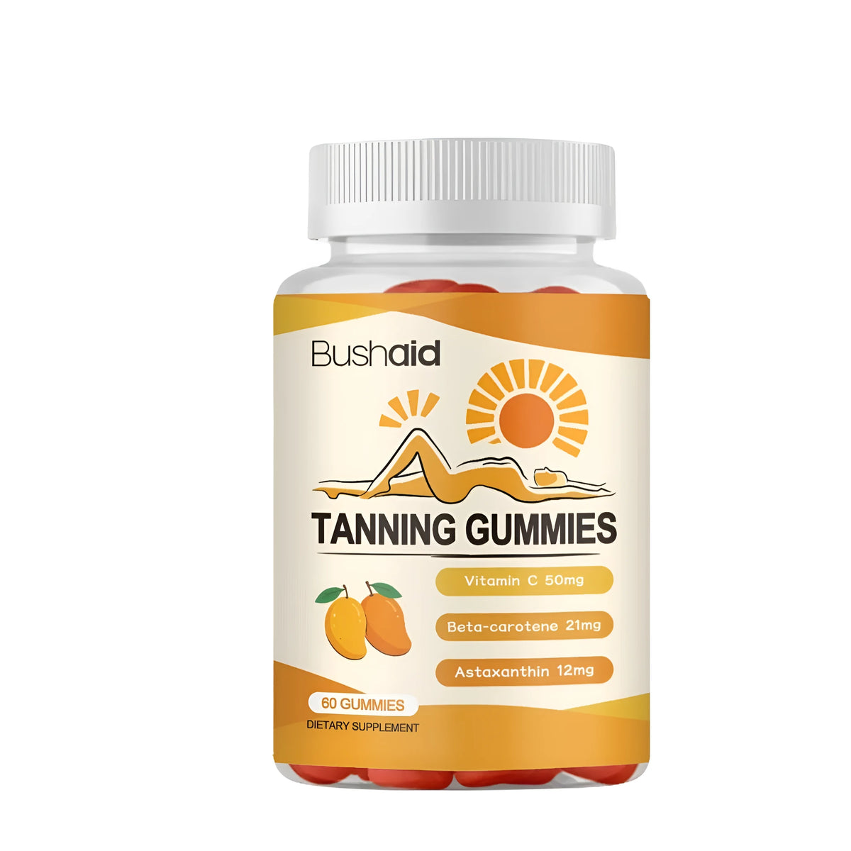 Pack of 60 Meihei Gummies With White Caps soft candy dietary supplements.