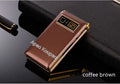 Black dual screen flip senior phone showing both internal touch screen and external display with large buttons