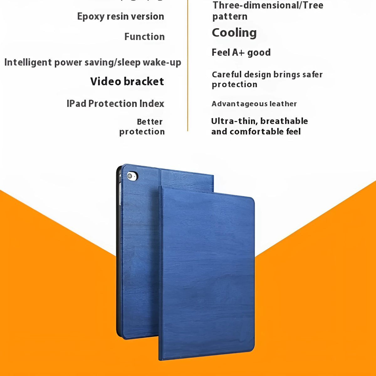 Universal sleep bracket protective cover for Apple iPad in imitation leather sapphire blue or black