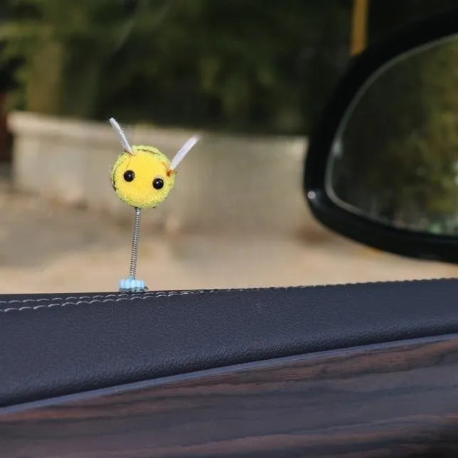 Small soft fur ball Little Bee car decoration measuring 3cm