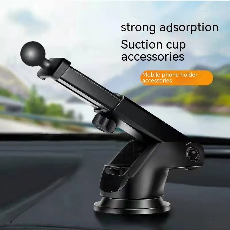 Tarnish silver car phone holder with wireless charging and suction cup mount