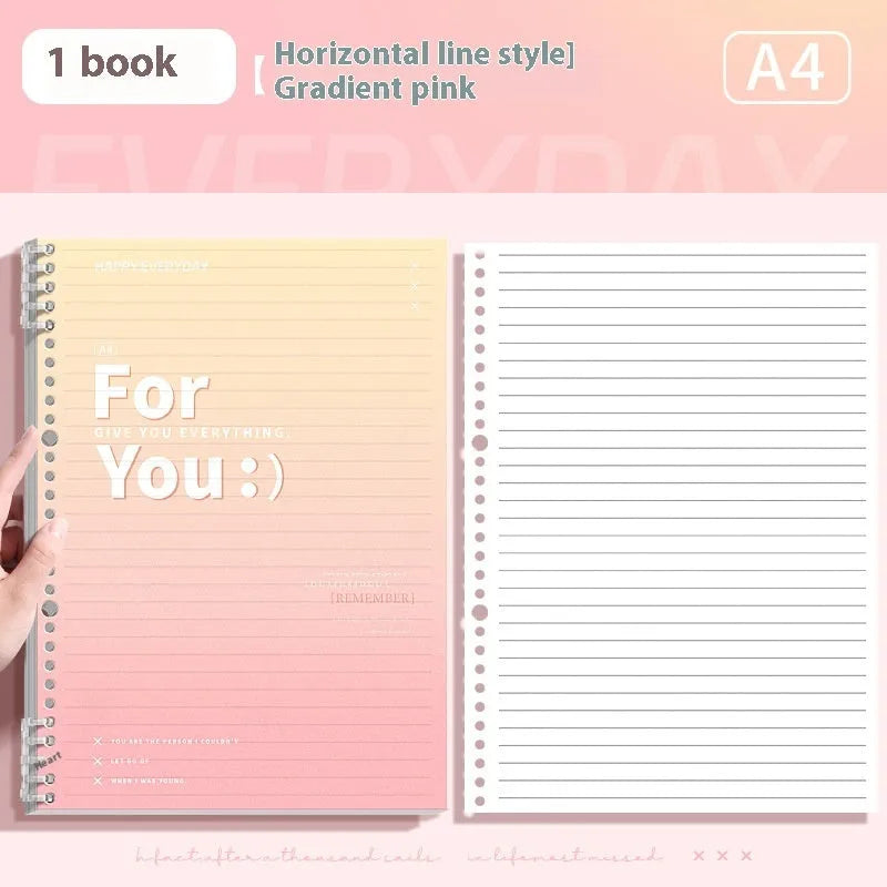 Removable coil gradient notepad with PP cover in blue, green, pink, and purple colour options