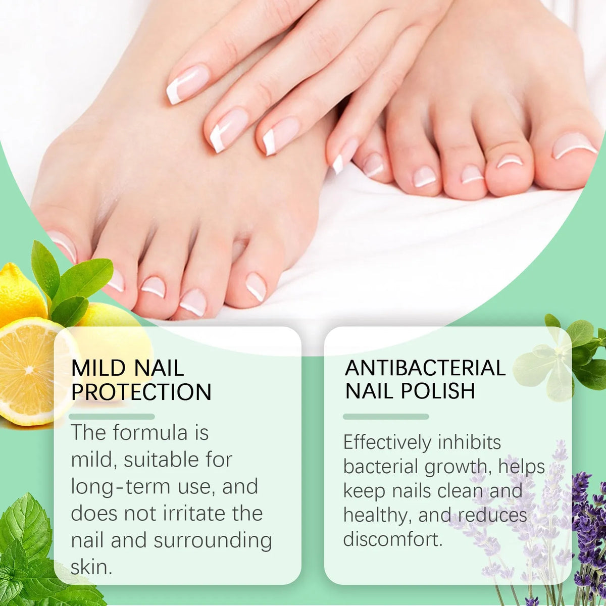 30ml bottle of nursing solution for nail care and gentle daily cleaning treatment