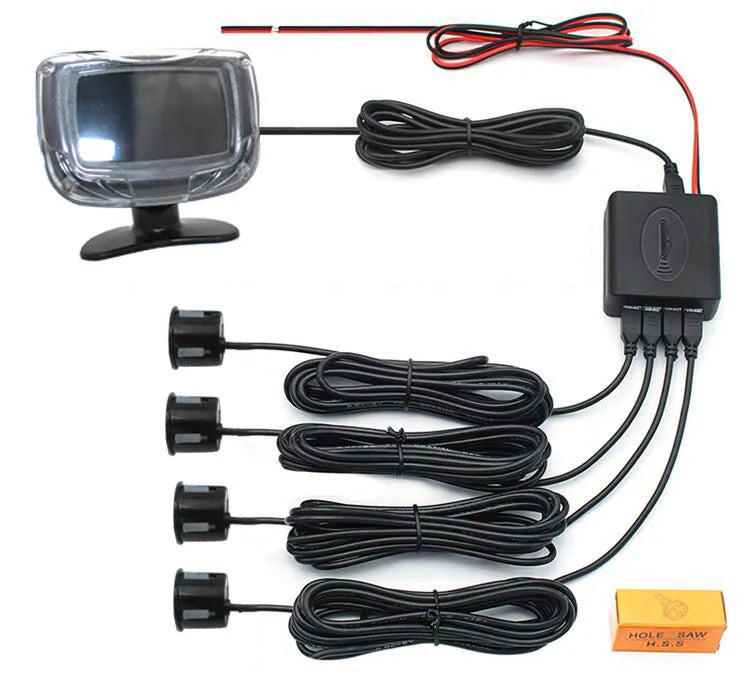Wireless reversing sensor system with LED display and four embedded probes for vehicle parking safety