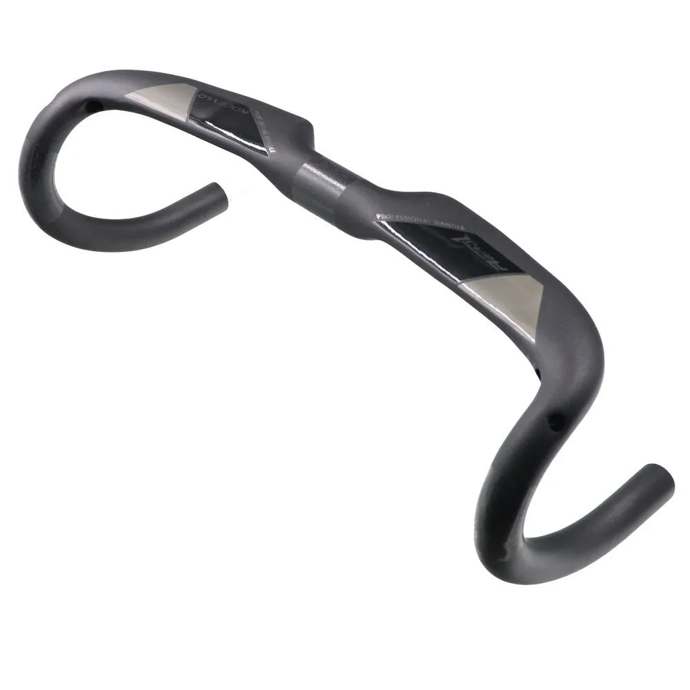 Wei Bike matt carbon fibre road bicycle handlebar showing bent shape