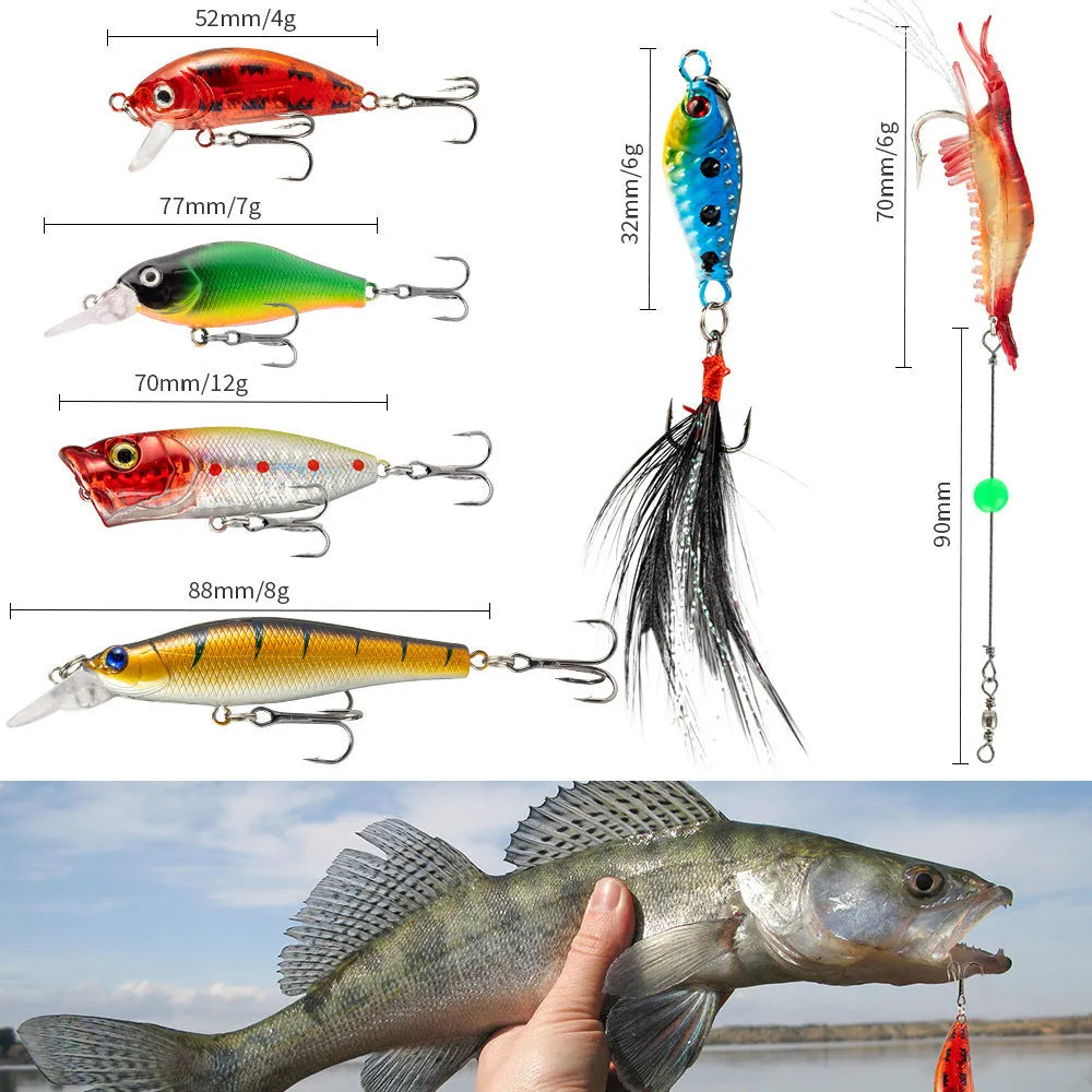 Christmas Mino Bog Fishing Set with 24 metal lures in minnow patterns
