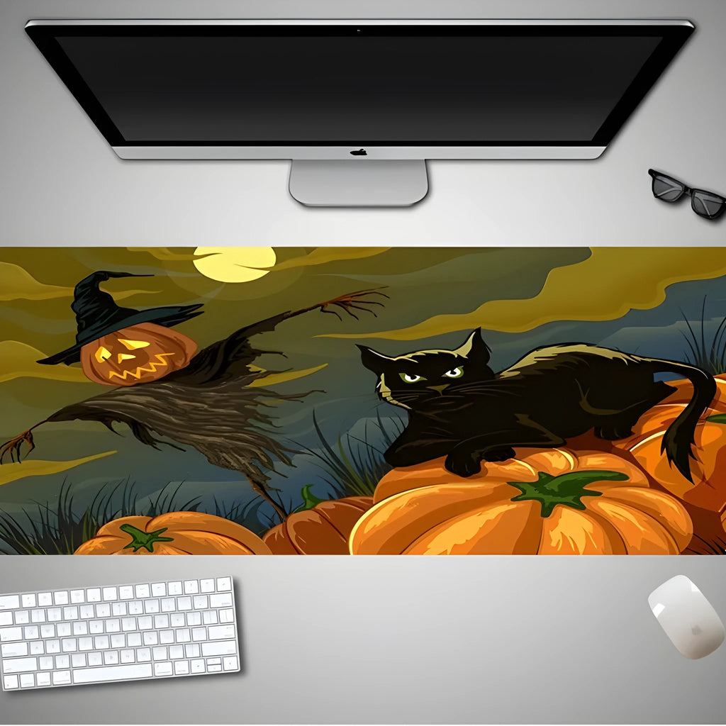 Oversized Halloween gaming mouse pad showing one of 28 available character designs on rubber cloth surface