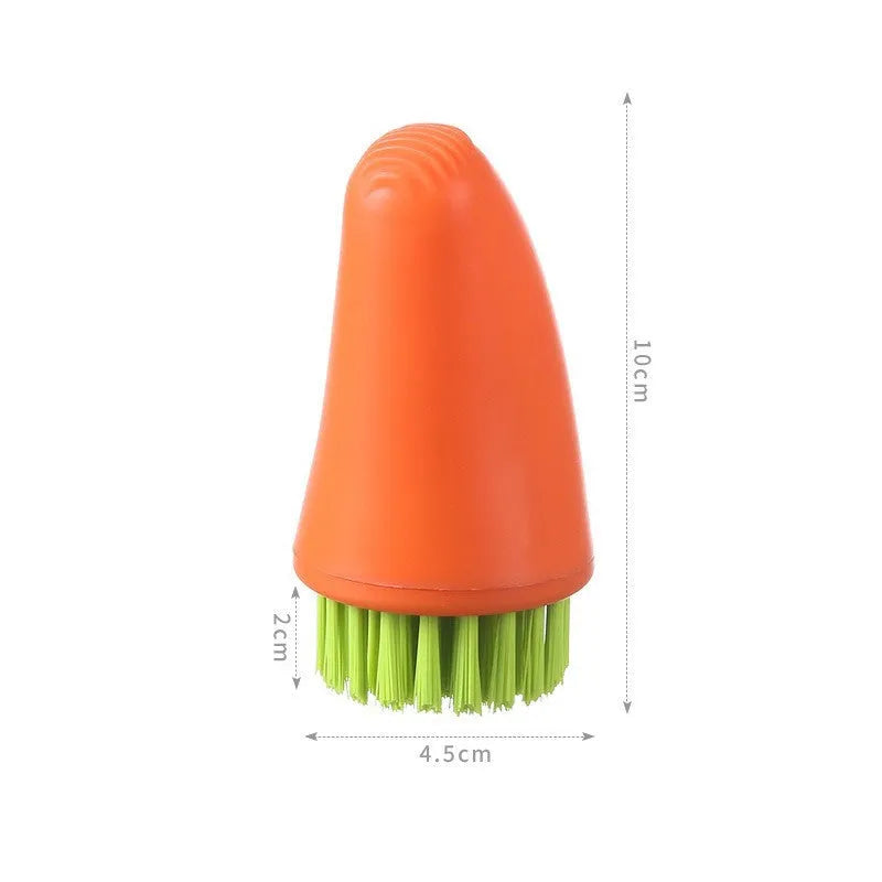 Orange and white carrot-shaped nylon cleaning brush with bristles, 20cm long