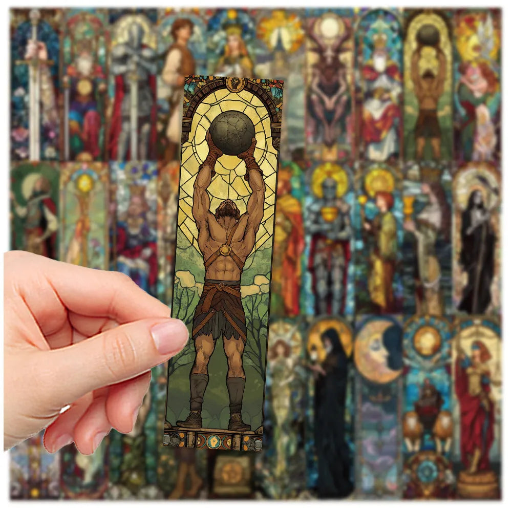 30 painted glass tarot design paper bookmarks in cute homemade style