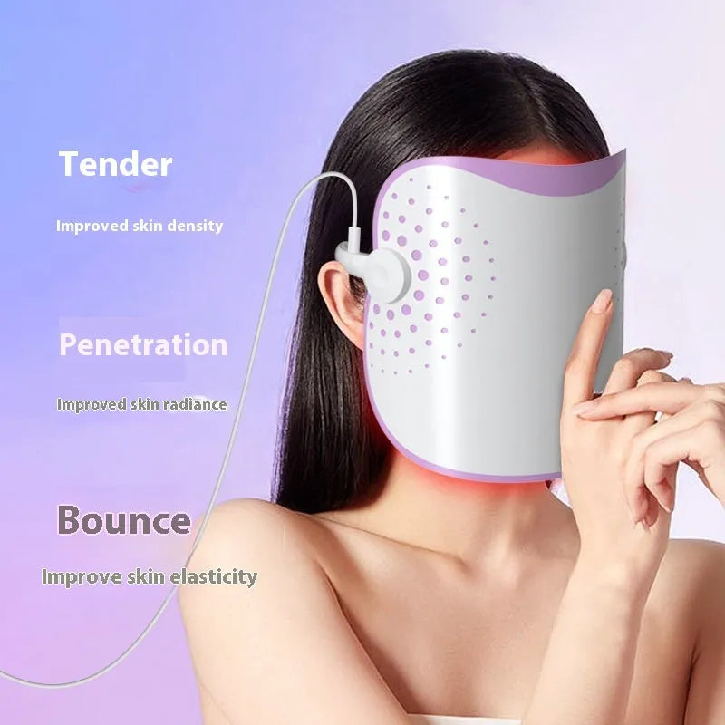 White and purple photon IPL beauty mask device with 15W plug-in power