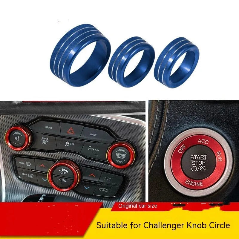 Aluminium alloy air conditioning knob decorative ring for Dodge Challenger and Grand Cherokee dashboard.