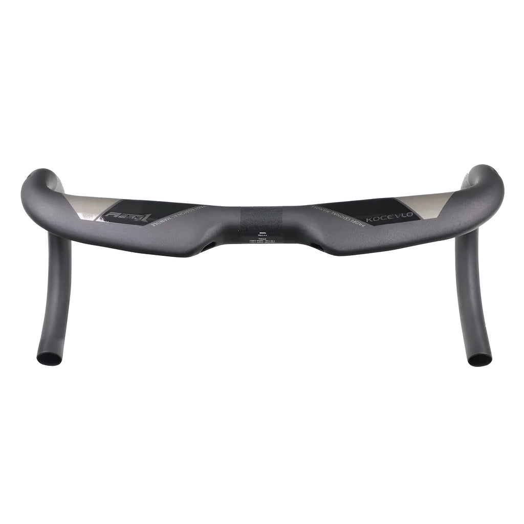 Wei Bike matt carbon fibre road bicycle handlebar showing bent shape