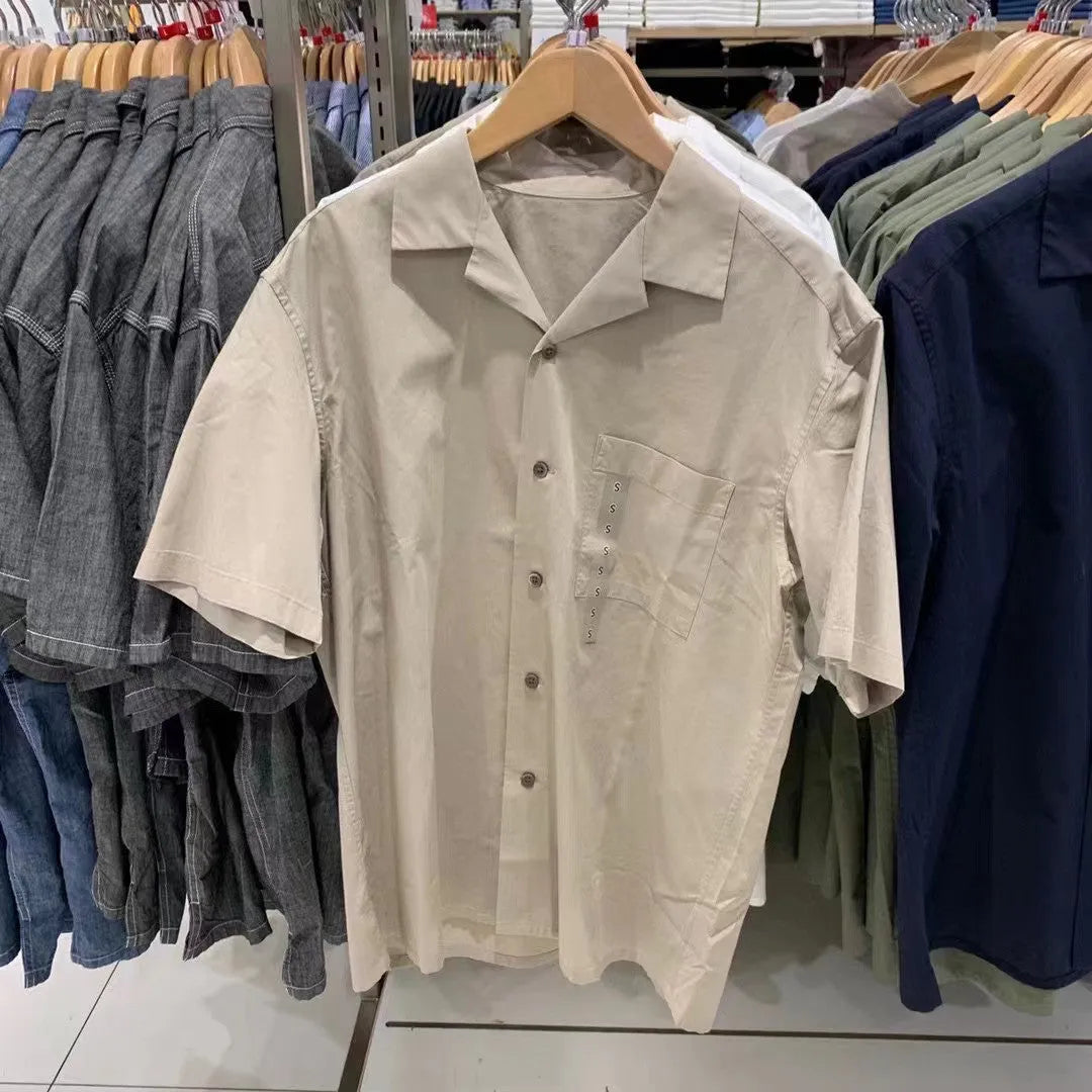 Men's beige modal cotton blended open collar casual shirt with regular sleeves