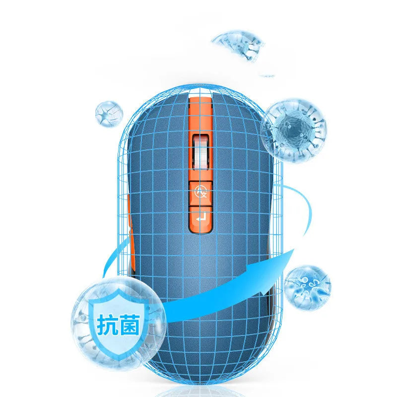 IFLYTEK black wireless gaming mouse with seven buttons and textured rubber grips on a desk