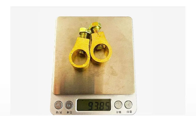 Pure copper automotive battery cable clamp with a patented design for terminal connections.