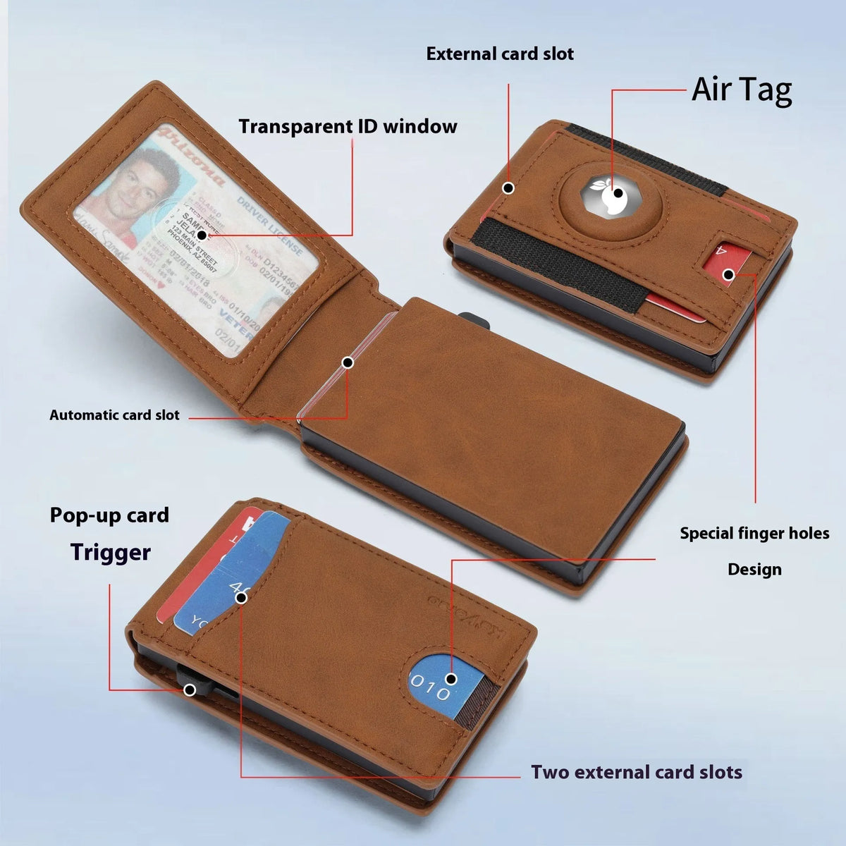 Men's microfiber synthetic leather card holder wallet in black, dark brown and light brown colours