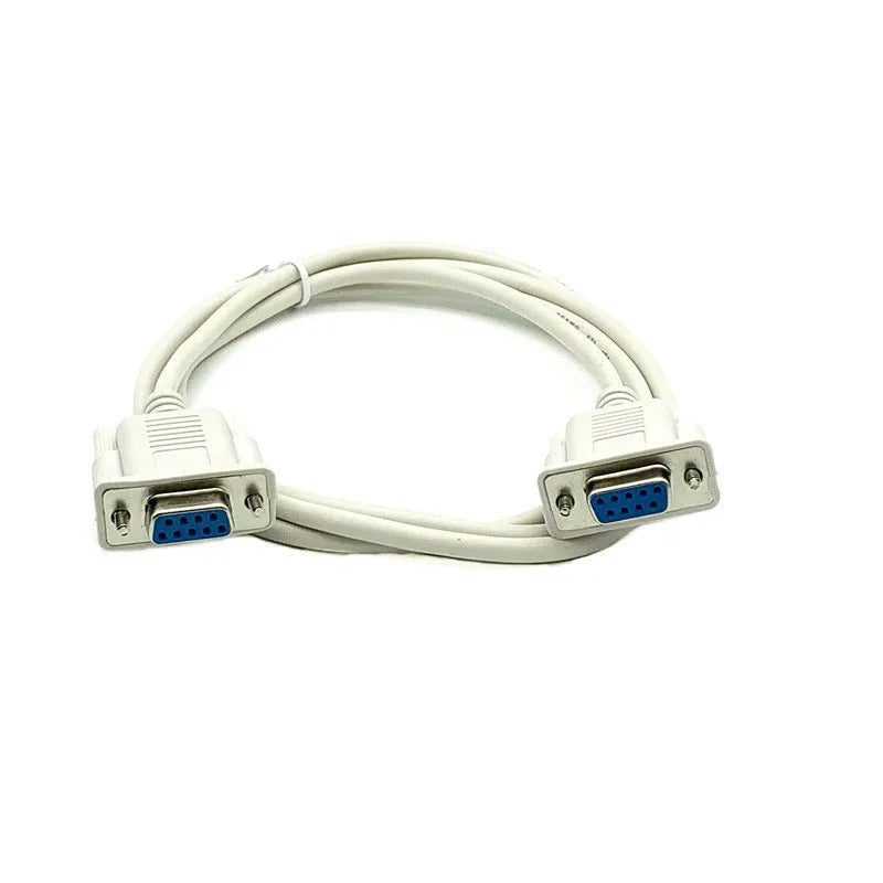 RS232 serial cable with white DB9 female connectors on both ends, length 1.5 metres