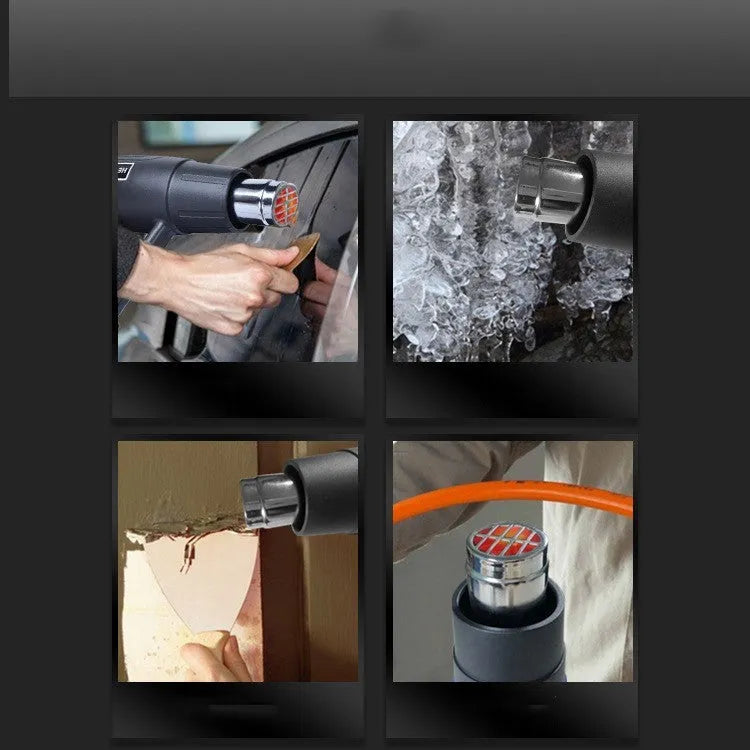2000W industrial hot air gun with grid air outlet and two-gear temperature switch.