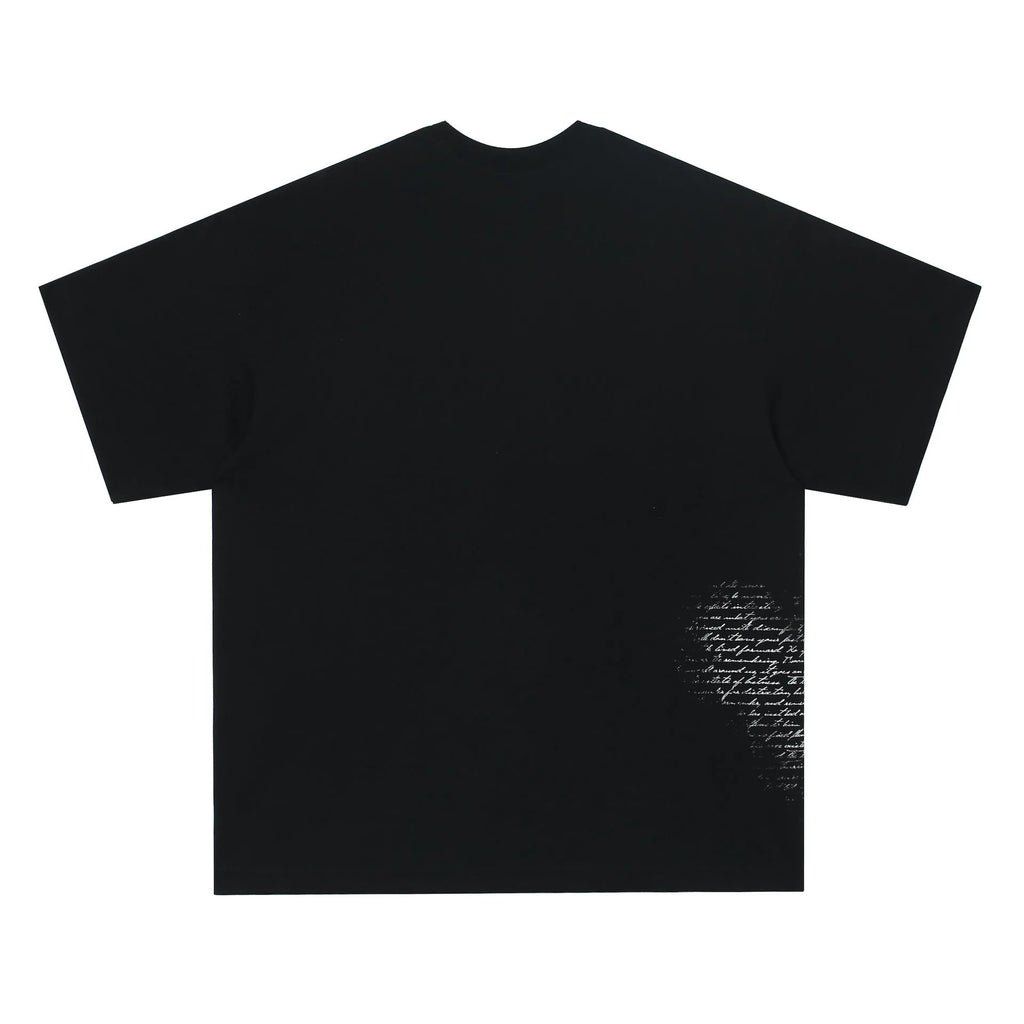 American retro hip hop gothic T-shirt with letter pattern in white or black