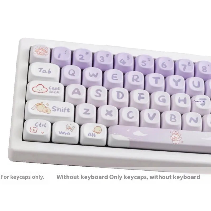 PBT gradient purple key cap set with custom Coeco rabbit design for mechanical keyboards