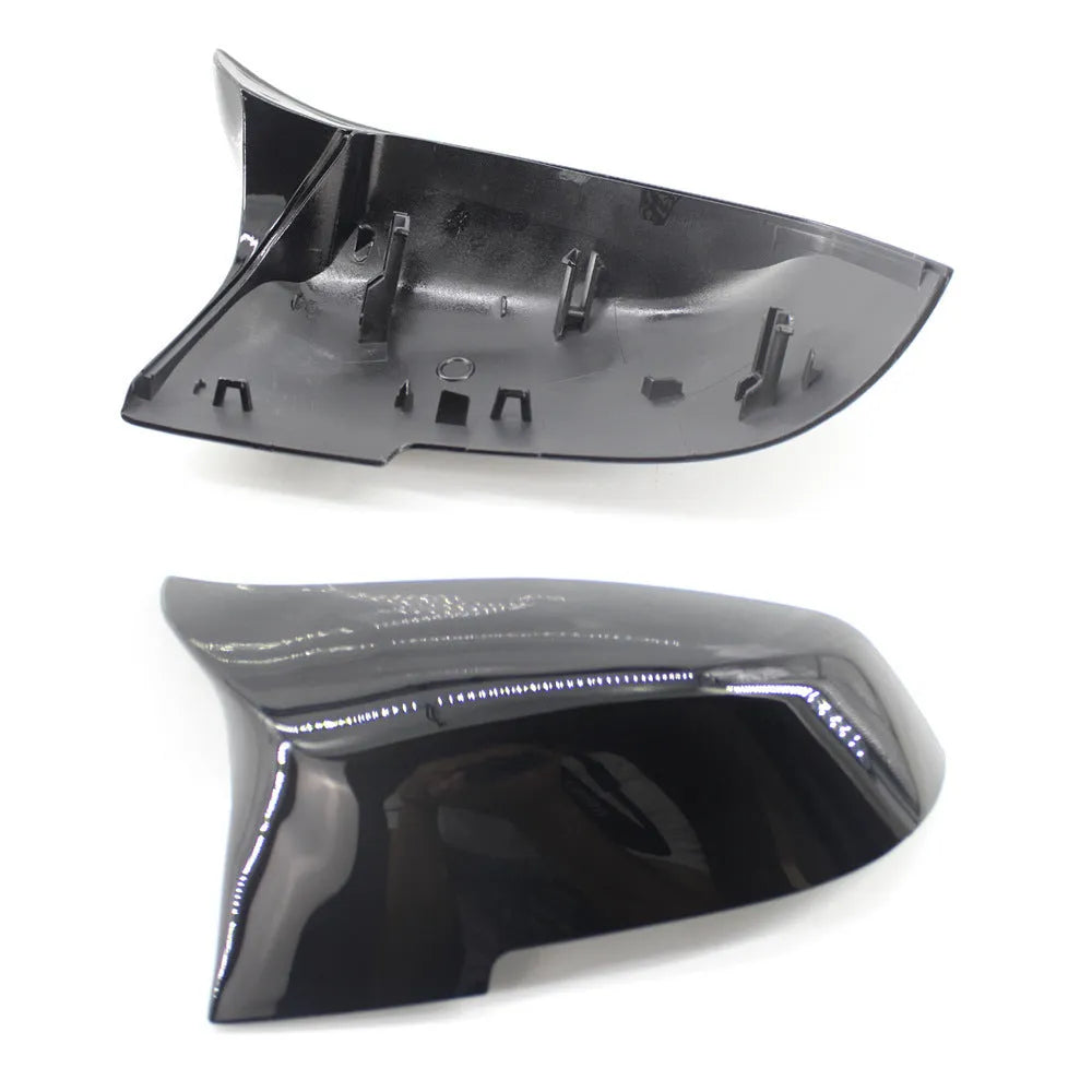 Paint bright black horn-shaped rearview mirror shell for BMW 3 Series and 4 Series F-chassis models.
