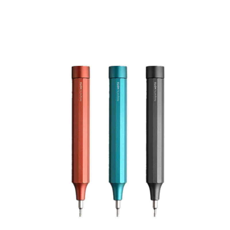 24-in-1 aluminium repair screwdriver set with magnetic bit storage in green, grey, or red.