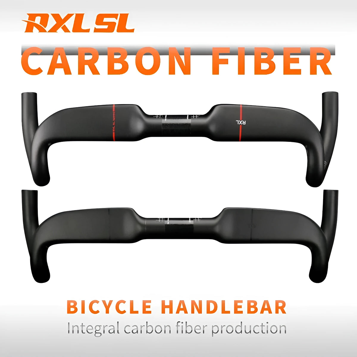 Carbon fibre road bicycle handlebar in black or red with double-line graphics, showing 31.8mm clamp.