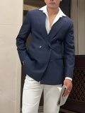 Men's striped double breasted blazer jacket in regular fit polyester fabric