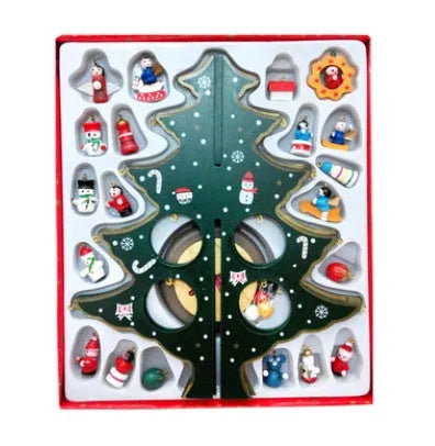 36cm hand-painted wooden Christmas tree decoration in green or red colour option