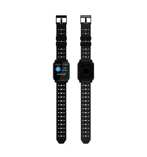 A6 smart bracelet in black, blue, or orange with a colour screen and silicone strap.