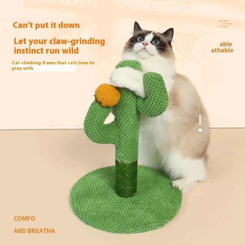 Cactus-shaped cat scratching pole and coconut tree design with sisal scratching surface for cats