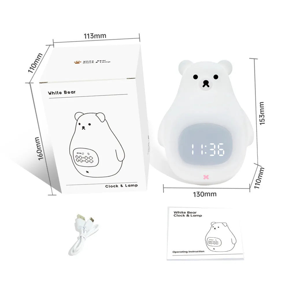 Big white bear cartoon design silicone night light with remote control and timer functions