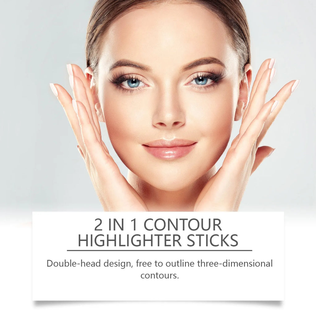 2-in-1 outline highlighter stick for brows and highlighting in three natural shades