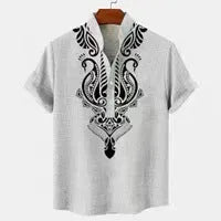 Men's striped loose-fit casual shirt on a hanger, shown in one of the handsome colour variants.