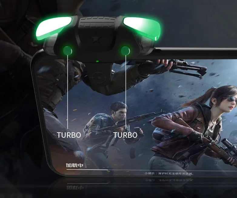 Black F5 wireless Bluetooth game controller for mobile phones, showing compact handheld size