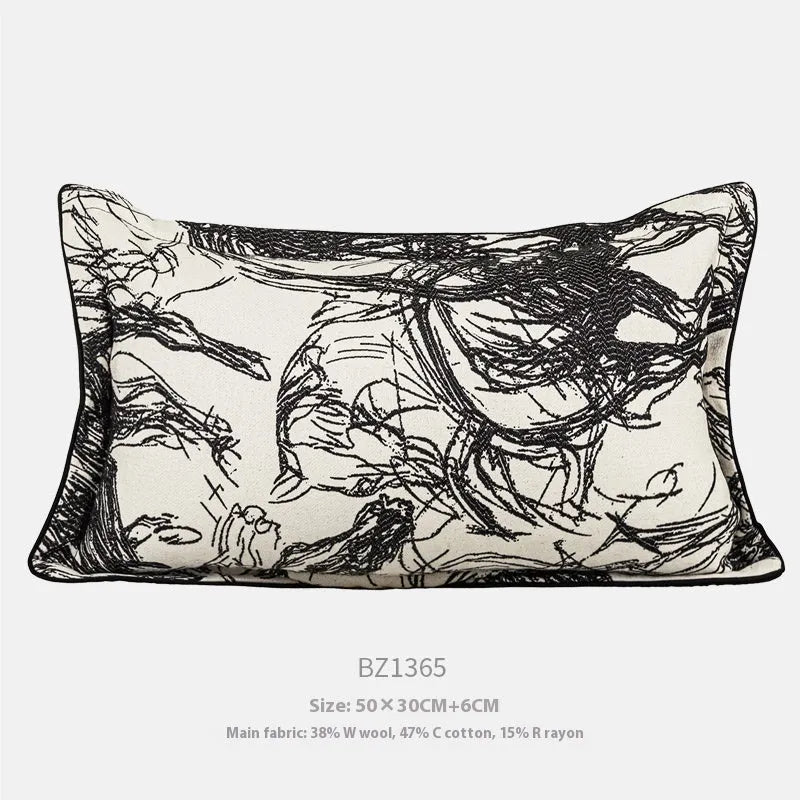 Abstract Jacquard woven horse design cushion in golden yellow, available as square or waist pillow.