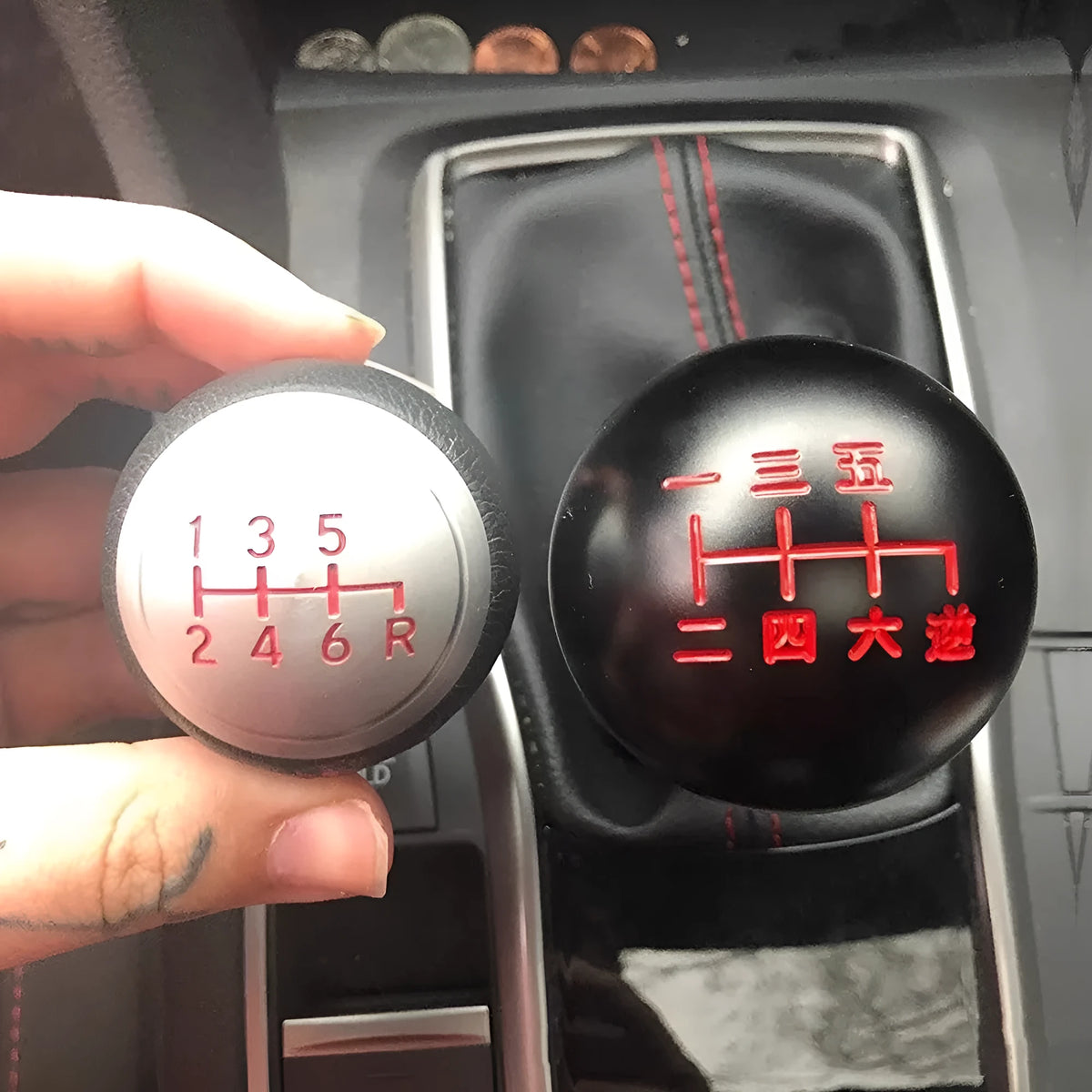 Aluminium alloy round gear shift head for cars in multiple colour options