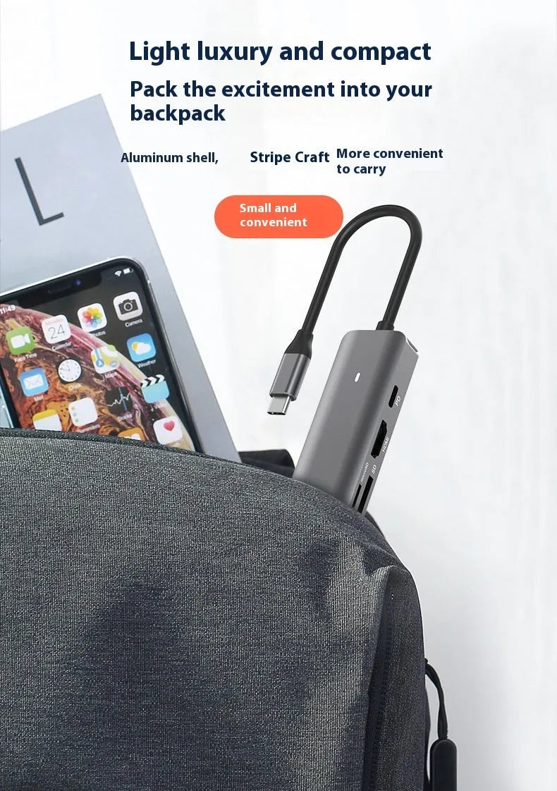 LQT-LH07 7-in-1 card reader USB hub for laptop and desktop expansion.