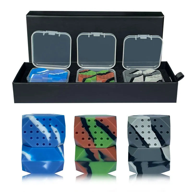 Two silicone camouflage facial fitness balls for masseter exercise in transparent packaging