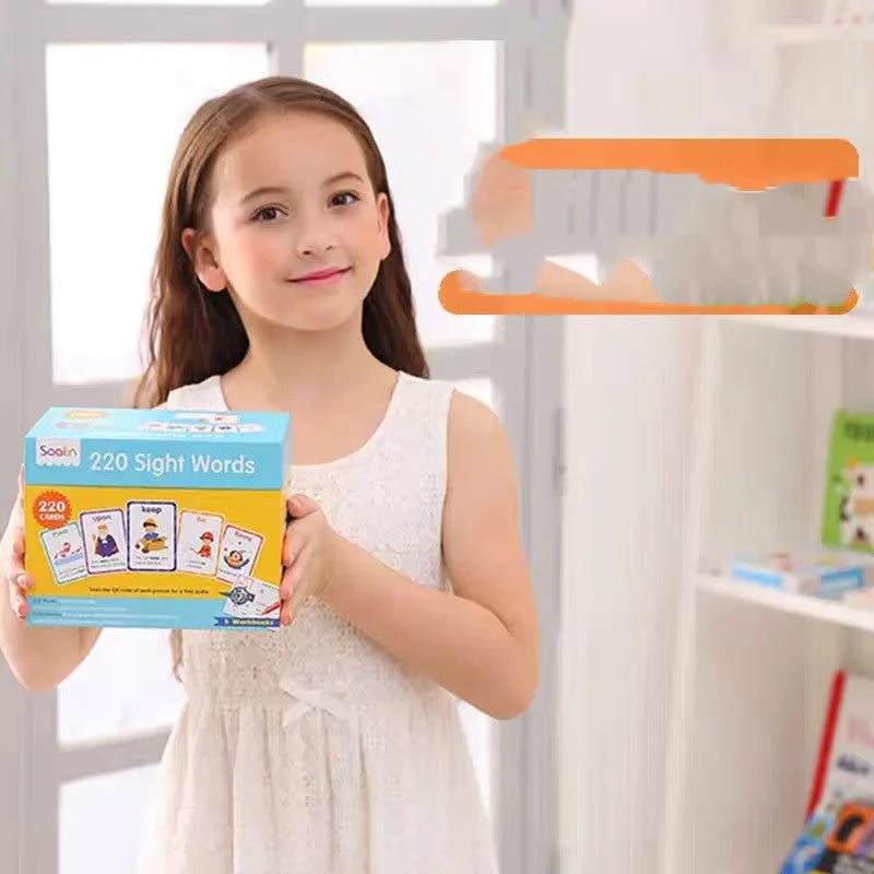 Box set of 220 high frequency word cards and five phonics workbooks for early childhood education.