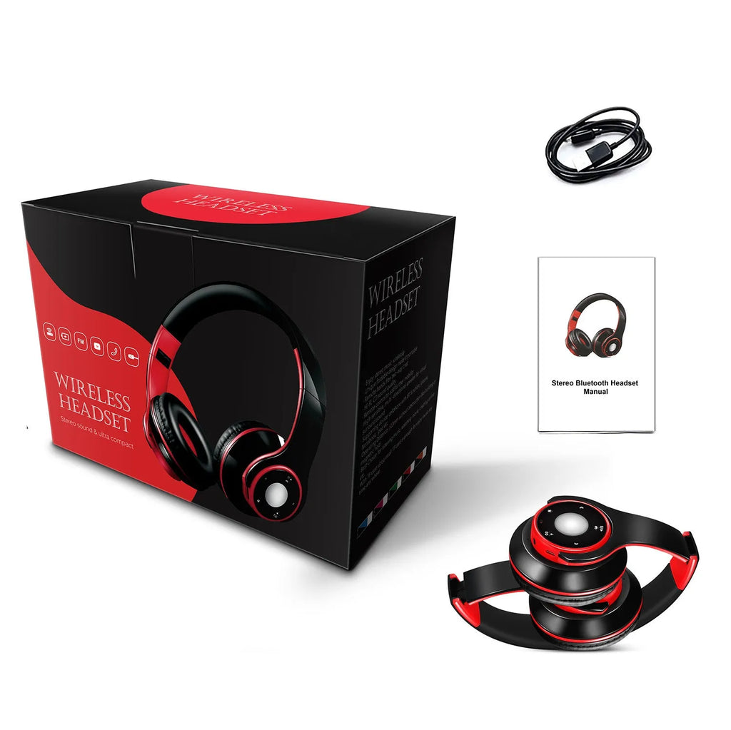 Foldable wireless Bluetooth headset in blue colour with adjustable hinges and ear cushions